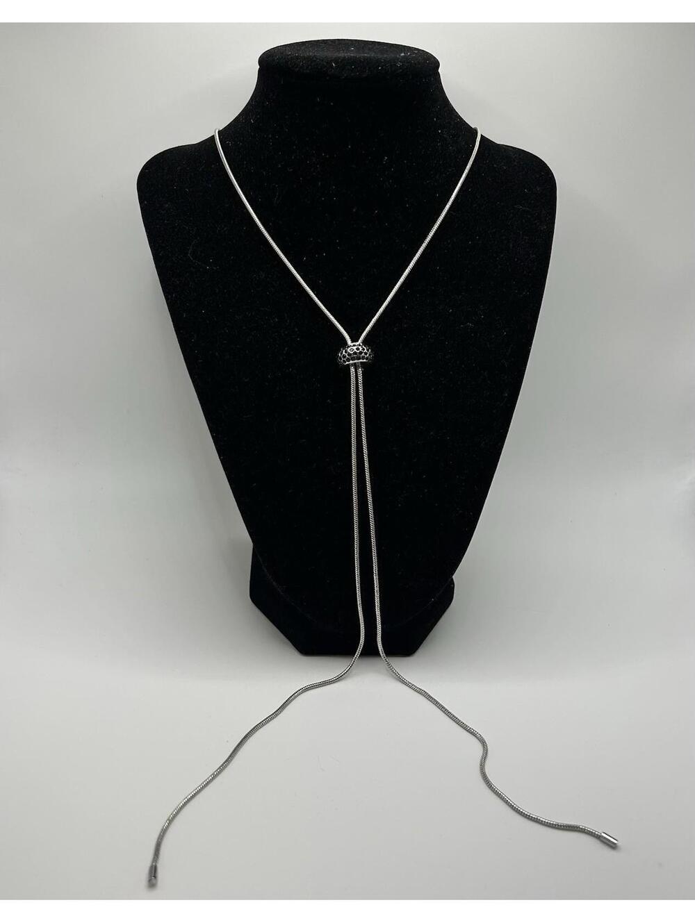 Christopher & Banks Black Long Stone Lariat 32 Necklace